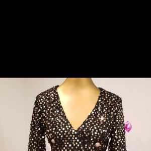 Black & Gold Sequence Top